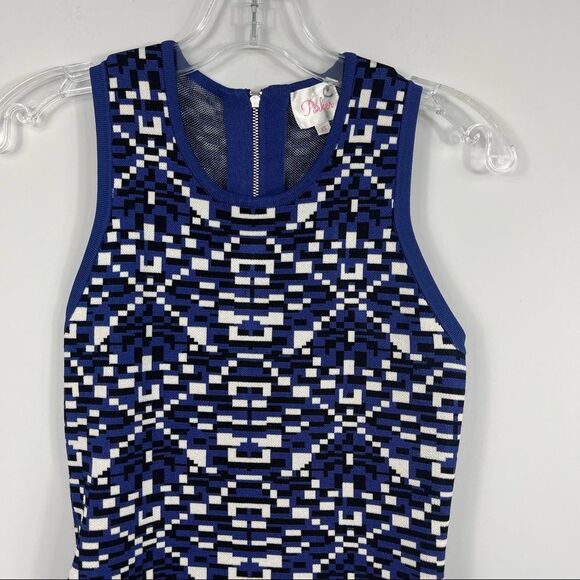 Parker Sweater Knit Geometric Calypso Combo Print BodyCon Racer Back Mini Dress - Picture 10 of 16